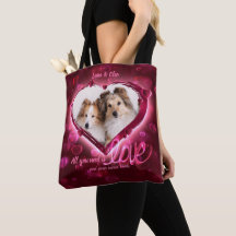 Foto Personalizada 2, Pet Love Red & Blue Neon Hea