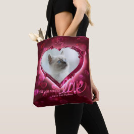 Bolsa Tote Foto Personalizada 2, Pet Love Tribute Corações de