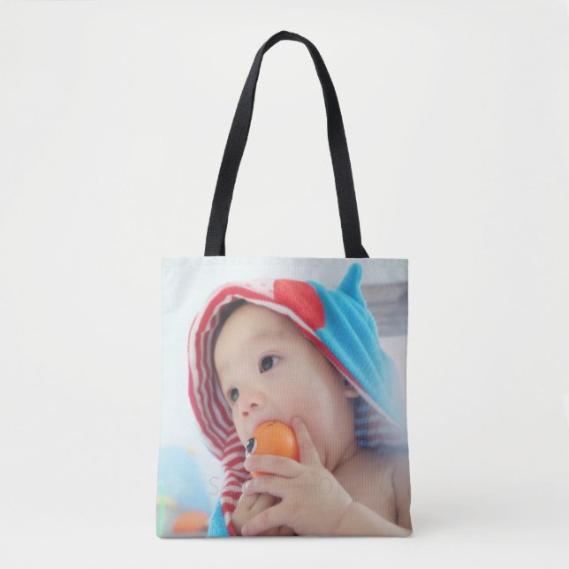 Bolsa Tote Foto personalizada com Monograma e Nome (Frente)