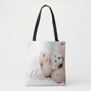 Bolsa Tote Foto personalizada com nome e texto personalizados