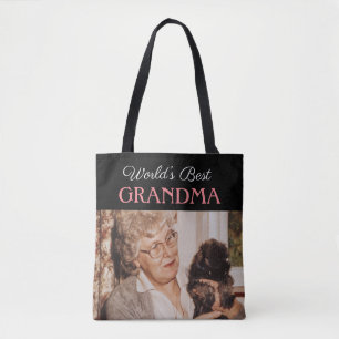 Bolsa Tote Foto personalizada da melhor avó do mundo Na moda