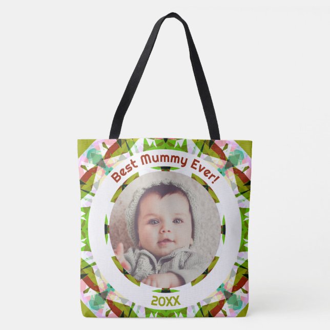 Bolsa Tote Foto personalizada da melhor múmia do dia da mãe v (Frente)