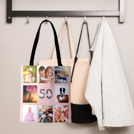Bolsa Tote Foto personalizada de aniversário colagem mulher r