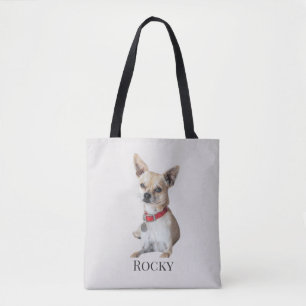 Bolsa Tote Foto Personalizada de Cachorro Nome do Pet Perso