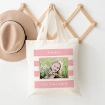 Bolsa Tote Foto Personalizada de Cor Editável de Faixa Modern<br><div class="desc">Este design adorável pode ser personalizado para as suas combinações de cores favoritas. Faz um presente excelente! Encontre papelaria e presentes no nosso compro: www.berryberrysweet.com.</div>