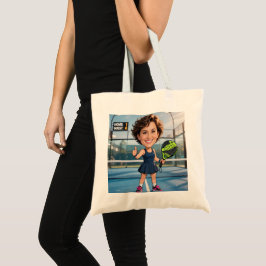 Bolsa Tote Foto Personalizada de Jogadora de Padel/Pickleball