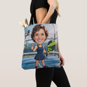 Bolsa Tote Foto Personalizada de Jogadora de Padel/Pickleball