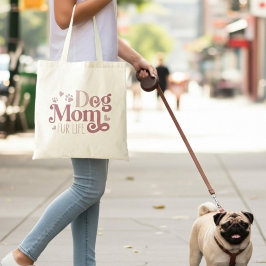 Bolsa Tote Foto Personalizada de Pug da Mãe de Cachorro Retro