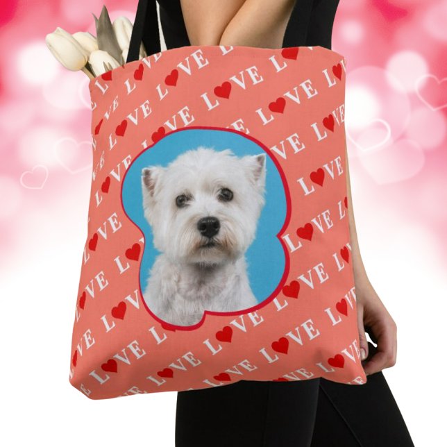 Bolsa Tote Foto Personalizada Elegante Moderna do Orange LOVE (Criador carregado)