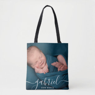 Bolsa Tote Foto personalizada Nome do bebê Acessórios do be