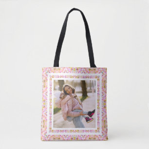 Bolsa Tote Foto personalizada Pastel rosa feliz Dia da Mãe Ve