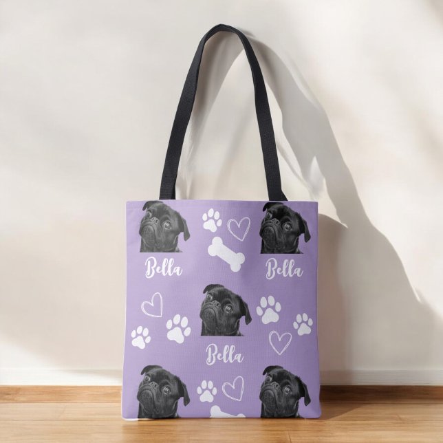 Bolsa Tote Foto Pet Pet Púrpura Personalizada Pac Impressão C (Criador carregado)
