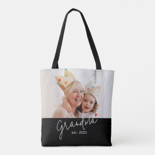 Bolsa Tote Foto Preta com Letra Avó Estabelecida