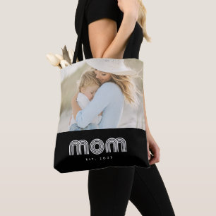 Bolsa Tote Foto preta com roteiro retrô estabelecido pela mam