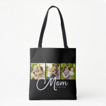 Bolsa Tote Foto Preta com Rótulo de Mãe Estabeleci