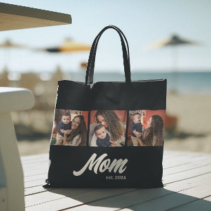 Bolsa Tote Foto Preta de Roteiro Estabelecido pela Mamãe