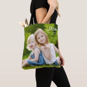 Bolsa Tote Foto Preta de Roteiro Estabelecido pela Mamãe