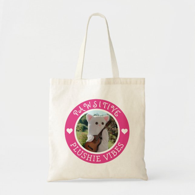Bolsa Tote Foto rosa pawsitive Pawsitive Plushie Kawaii Cute (Frente)
