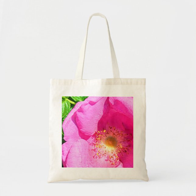 Bolsa Tote Foto Rosa Rosa Selvagem Fidedigna no Verso da Bíbl (Frente)
