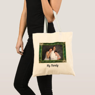 Bolsa Tote Foto Verde de Família Personalizada Quadro Antiqua