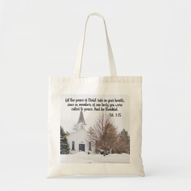 Bolsa Tote Foto Versa da Bíblia de Inverno da Igreja (Frente)
