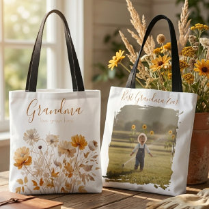 Bolsa Tote Fotografia Botânica de Flor Silvestre Vovó