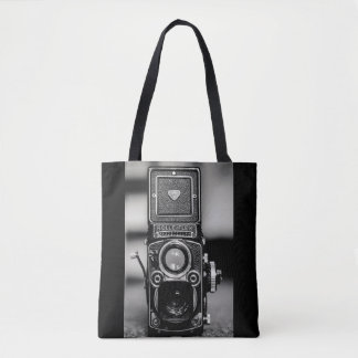 Bolsa Tote Fotografia da câmara branca e preta do Vintage