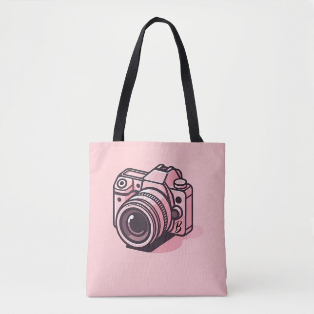 Bolsa Tote Fotografia da câmara DSLR rosa de tendência person (Frente)