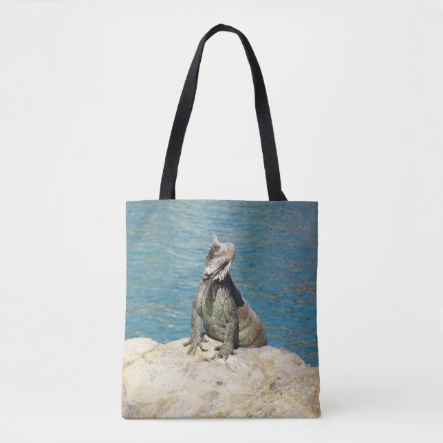 Bolsa Tote Fotografia da vida selvagem tropical de Iguana na  (Frente)