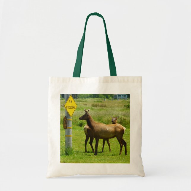 Bolsa Tote Fotografia de Elk Crossing California Willife (Frente)
