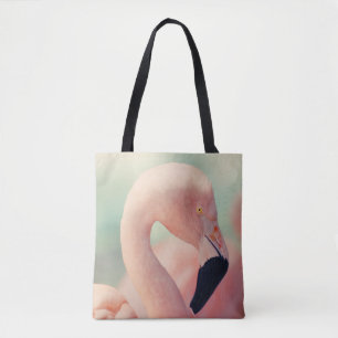 Bolsa Tote Fotografia de foco suave do flamingo rosa