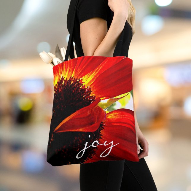 Bolsa Tote Fotografia de Gerbera Vermelha Alegria Moderno Scr (Criador carregado)