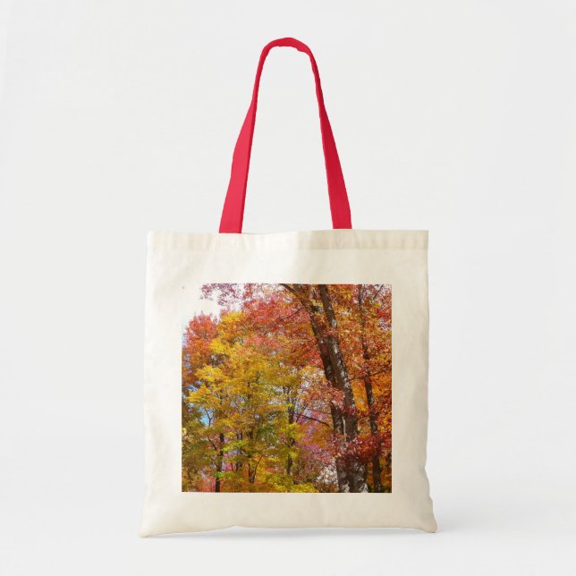 Bolsa Tote Fotografia de outono de árvores laranjas e amarela (Frente)