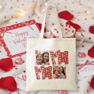 Bolsa Tote Fotografia do Dia dos Namorados Mãe e Filho Xadrez
