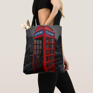 Bolsa Tote Fotografia Dramática de Cabine Telefônica Vermelha