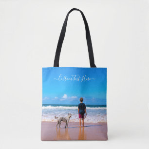 Bolsa Tote Fotografia e texto personalizados - seu próprio De