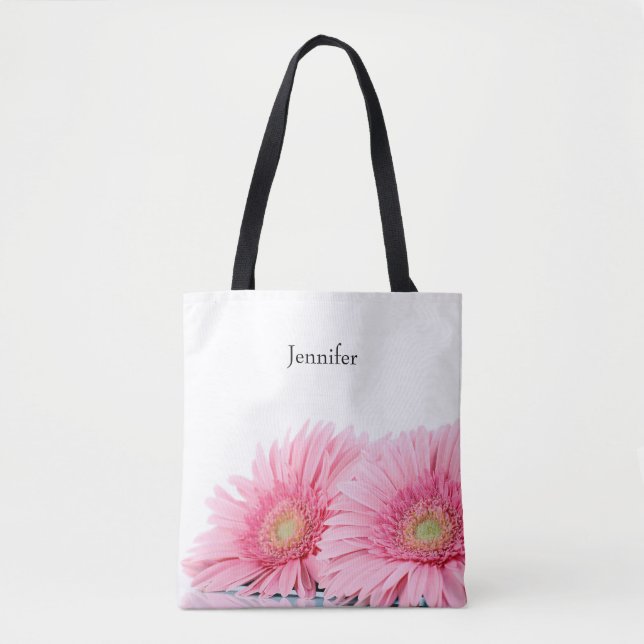 Bolsa Tote Fotografia Elegante de Gerbera Daisies Rosa (Frente)