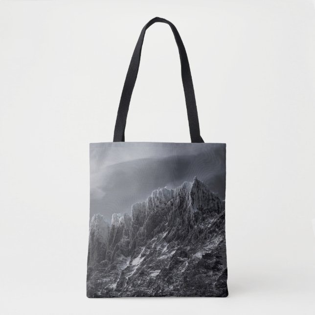 BOLSA TOTE FOTOGRAFIA GRAYSCALE DA MONTANHA (Frente)
