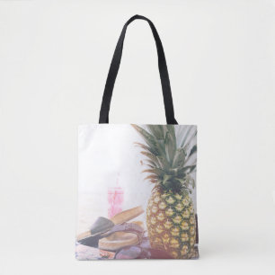 Bolsa Tote Fotografia minimalista do abacaxi perto de sandál