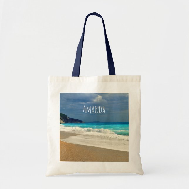 Bolsa Tote Fotografia tropical do Mar Turquesa (Frente)