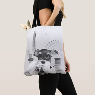 Bolsa Tote Fotógrafo Urbano: Schnauzer na Cidade de Taipé