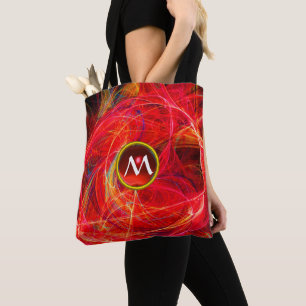 Bolsa Tote FÓTON LOUCO MONOGRAMA GEM Fractais Laranja Vermelh