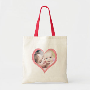 Bolsa Tote Fotos em corações personalizados para Mãe