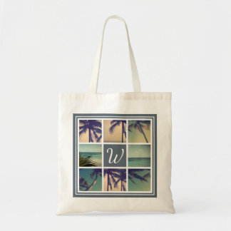 Bolsa Tote Fotos personalizadas de palma colagem praia sacos