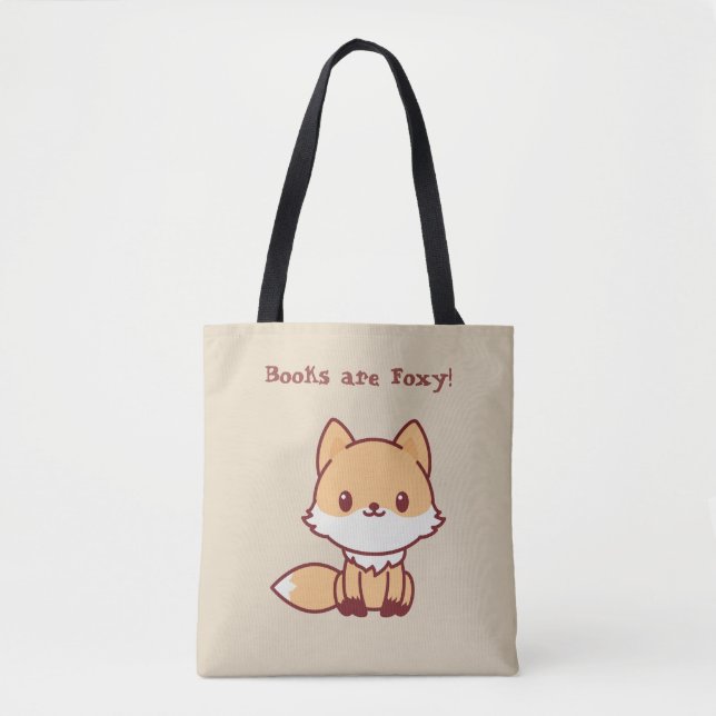 Bolsa Tote Fox bonito com texto feito sob encomenda (Frente)