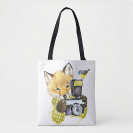 Bolsa Tote Fox bonito da aguarela que toma imagens