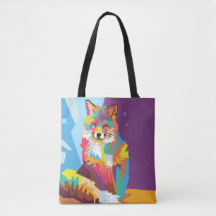 Bolsa Tote Fox Retrato Colorido Pop