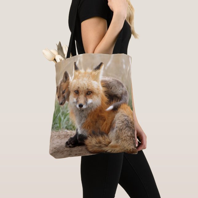Bolsa Tote Fox vermelho e bebê (Close Up)