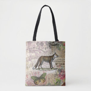 Bolsa Tote Fox Wildlife Vintage Animal Illustration