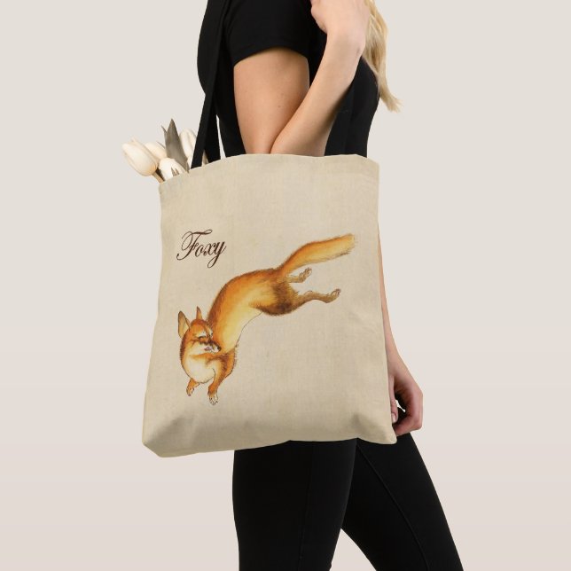 Bolsa Tote "Foxy" - Desenho japonês venenoso de uma raposa (Close Up)